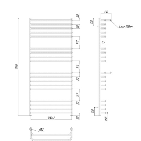 Полотенцесушитель водяной Ravak Optima 50x120