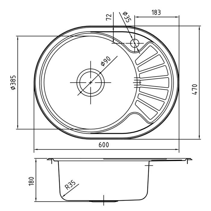 Кухонная мойка Iddis Suno 60 см полированная SUN60PLi77