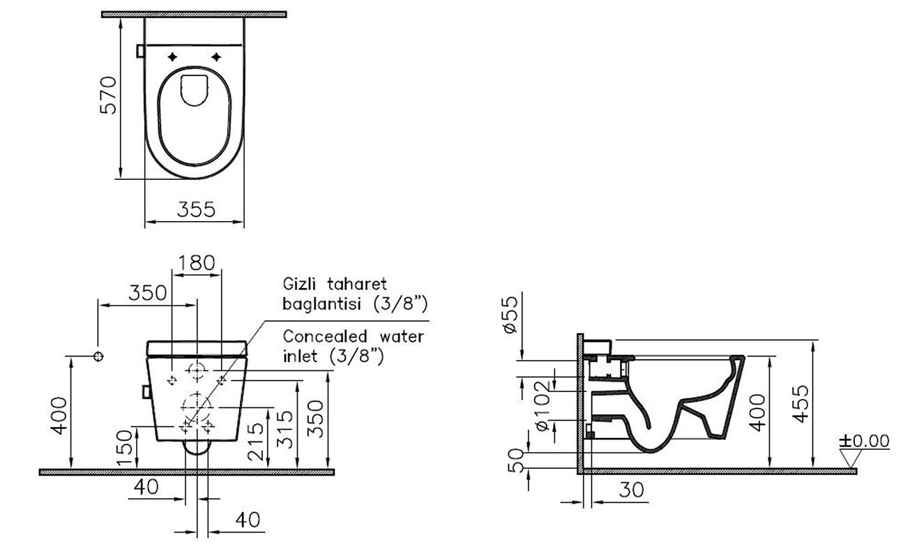 Подвесной унитаз VitrA Nest 5176B003-6233 с функцией биде