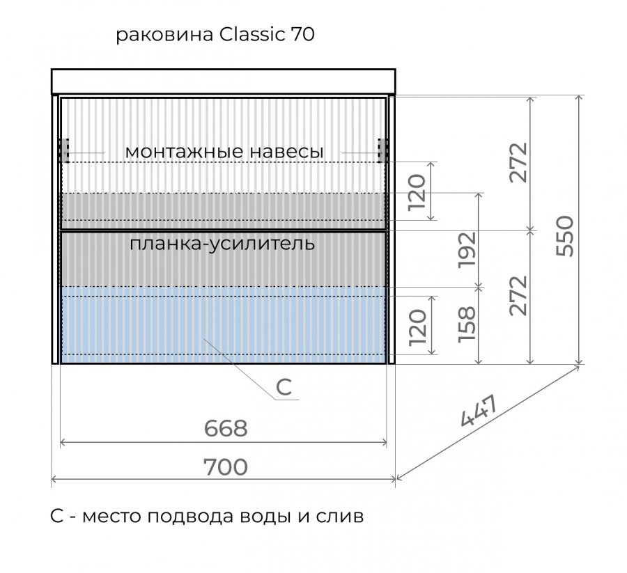 Мебель для ванной Style Line Стокгольм 70 см графит софт