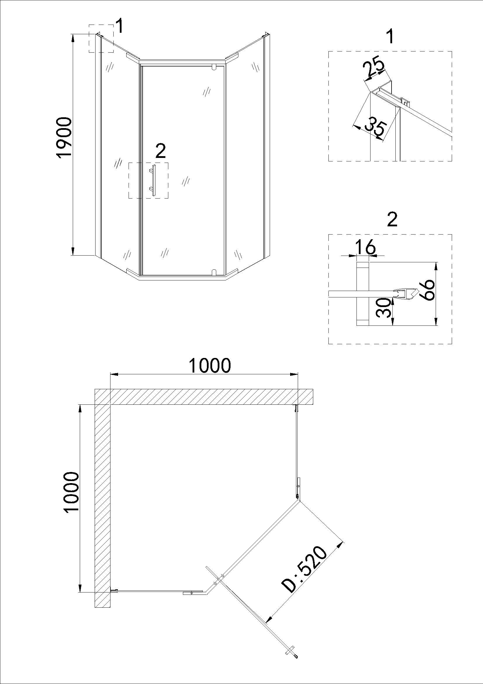 Душевой уголок Niagara Nova NG-6834-08 BLACK 100x100 прозрачный, черный