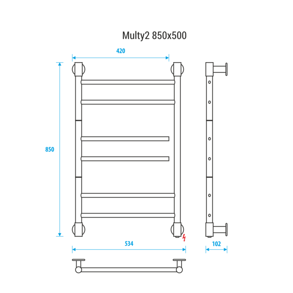 Полотенцесушитель электрический Energy Multy2 EETRMULTY2855 50x85 хром