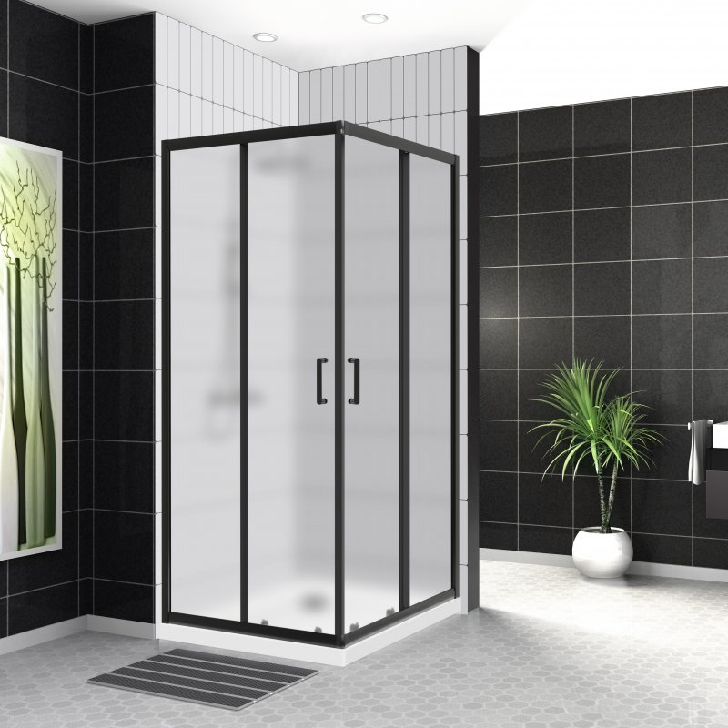 Душевой уголок BelBagno UNO-195-A-2-90-P-NERO 90x90 рифленый, черный