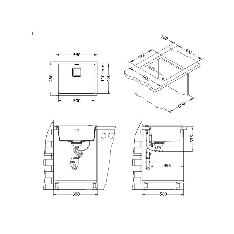 Кухонная мойка Alveus Granital Quadrix 50 1128394 56 см белый