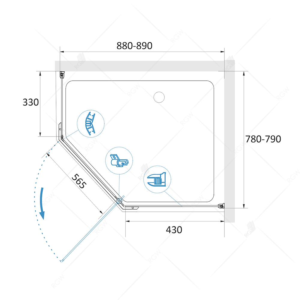 Душевой уголок RGW Passage PA-91 80x90, трапеция, прозрачное