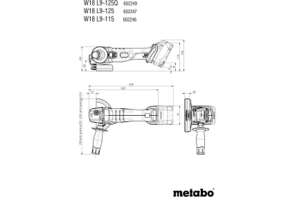 УШМ Metabo W 18 L 9-125 Акк., 2x4 Ач, ASC55,x 602247510