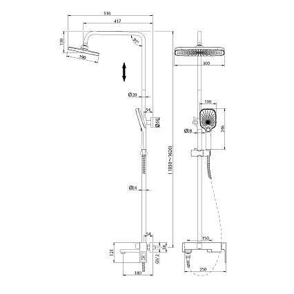 Душевая стойка Grossman Pragma 500.K35.03.210 черный матовый