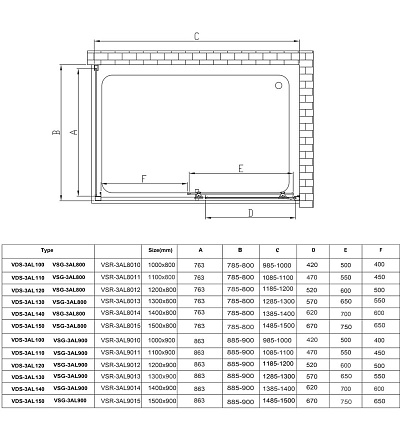 Душевой уголок Vincea Alpha VSR-3AL8013CLG 130x80 брашированное золото, прозрачное