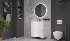 Мебель для ванной Velvex Edge 70 см напольная, белый глянец