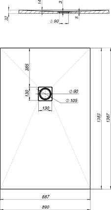 Поддон для душа Aquanet Pleasure 140x90 черный камень