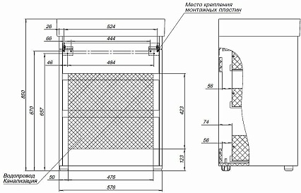 Мебель для ванной Aquanet Nova Lite 60 см, 3 ящика белый глянец