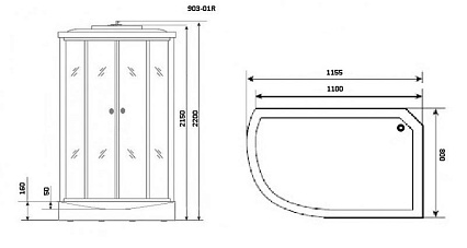 Душевая кабина Niagara NG-903-01R 120x80 стекло тонированное, R