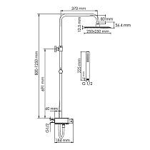 Душевая стойка WasserKRAFT A114.255.217.CB Thermo с термостатом, хром/черный