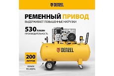 Воздушный компрессор Denzel ременной привод BCI3000-T/200, 3,0 кВт, 200 литров, 530 л/мин 58119