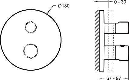 Смеситель для ванны Jacob Delafon Modulo E75390-CP внешняя часть, термостат