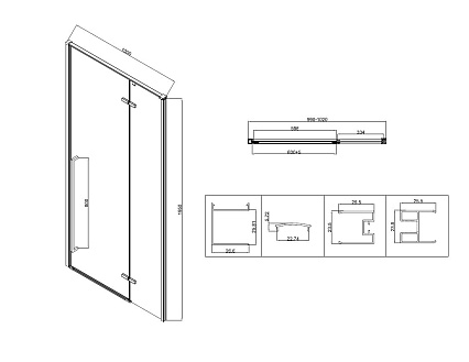 Душевая дверь Vincea Slim-N VDPH-5SN100CLGM 100x1950 вороненая сталь, прозрачная