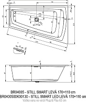 Акриловая ванна Riho Still Smart Plug&Play 170x110 см L с монолитной панелью