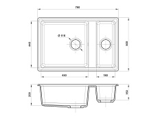 Кухонная мойка GranFest Level GF-LV-760K 76 см черный