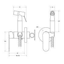 Смеситель Cezares STYLUS-DIF-BORO с гигиеническим душем, брашированное золото