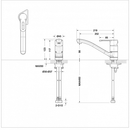 Смеситель для кухни Bravat Stream-D F737163BM-1 черный матовый