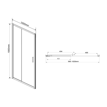 Душевая дверь Vincea Garda VDS-1G100CH 100x190  хром, шиншилла