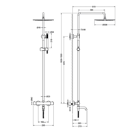 Душевая стойка Timo Saona SX-2380/18 черное золото