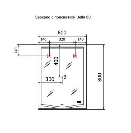 Зеркало Jorno Bella Bel.02.60/W 60 см, с подсветкой