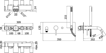 Смеситель для ванны Paffoni Light LIG001CR хром