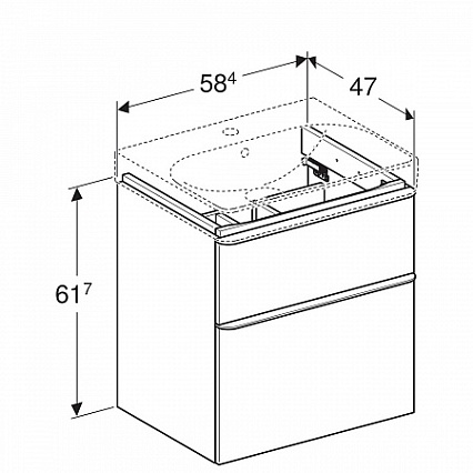 Мебель для ванной Geberit Smyle Square 60 см, 3 в 1, орех пекан