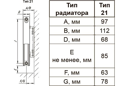 Отопительный стальной панельный радиатор Primoclima тип vc21 в500, д500 VC21 500Х500