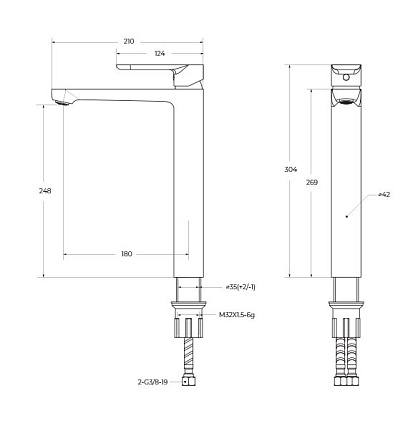 Смеситель для раковины Cezares STYLUS-LC-NOP-W0 черный матовый