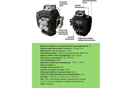 Профессиональный лазерный уровень LT L16-360М с отражателем лазерного луча L16-360M/ОТР