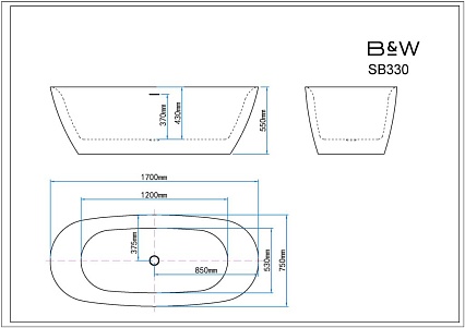 Акриловая ванна Black&White Swan SB330 Grey 170x78 серый