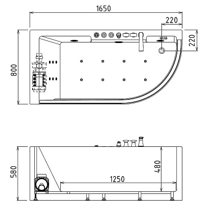 Акриловая ванна Gemy G9227 E 165x80 L