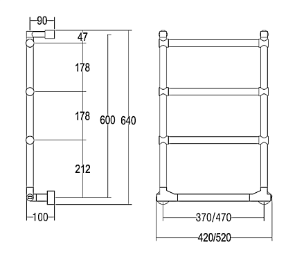 Полотенцесушитель электрический Margaroli Sole 5123704CRNB 42x64 хром