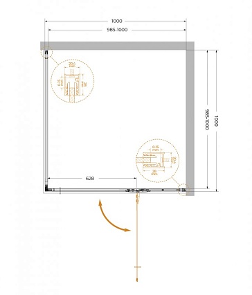 Душевой уголок Cezares Liner 100x100 прозрачный, хром LINER-A-1-100-C-Cr-R