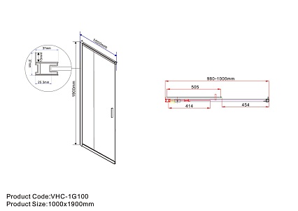 Душевой уголок Vincea Garda VSS-1G9010CLG 100x90 брашированное золото, прозрачный