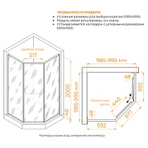 Душевой уголок RGW Stilvol SV-82B L 100x100 черная вуаль, черный 33328200-244L