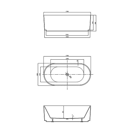 Акриловая ванна Vincea VBT-426-1700MW 170x80 белый матовый