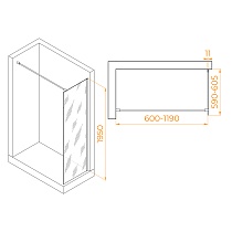 Душевая перегородка RGW Walk In WA-002B 60x195 черный, матовое 35100206-14