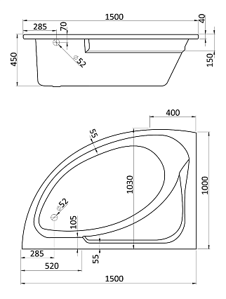 Фронтальная панель Santek Гоа 150x100 L/R