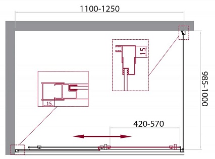 Душевой уголок BelBagno Unique 110-125x100 прозрачный, хром