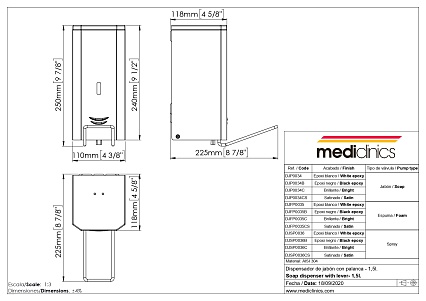 Диспенсер для мыла Mediclinics DJP0034CS хром матовый