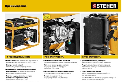 Бензиновый генератор с электростартером Steher 3300 GS-4500Е