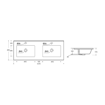 Раковина Vincea VBS-13120D 120 см, белый