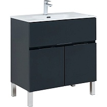 Мебель для ванной Aquanet Алвита New 80 см 1 ящик, 2 дверцы, антрацит