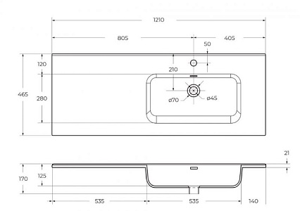 Тумба с раковиной BelBagno Kraft 120 см, 2 ящика, 1 дверца, правая Cemento Grigio