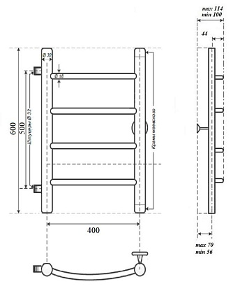 Полотенцесушитель водяной Point Афина PN04546 П4 40x60 хром