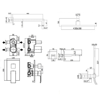 Душевой набор Paffoni Elle KITEL019CR120KING душ 30 см, хром