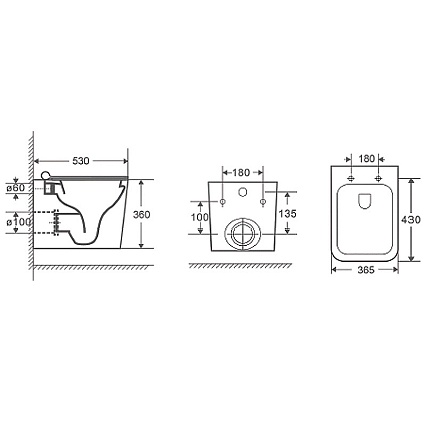 Комплект D&K Quadro DS1511606 унитаз DT1516016, инсталляция DI8055119, кнопка DB1519001 хром